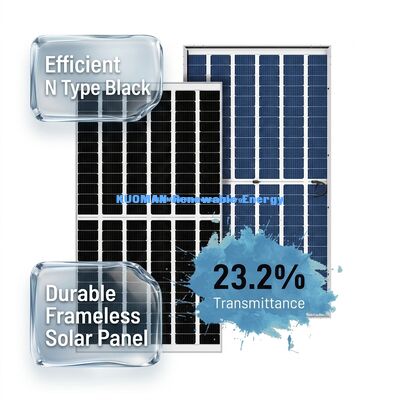 Panneau solaire mono-perc de 540W à 550W avec une efficacité de 22% et une conception en verre sans cadre