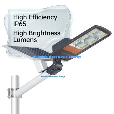 Éclairage public solaire LED haute luminosité 180LM/W avec panneau monocristallin et indice d'étanchéité IP65