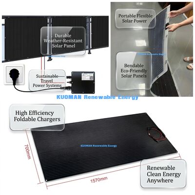 100W 210W IP68 Panneau solaire flexible imperméable à l'eau Panneau photovoltaïque à film mince pour les voyages et le logement
