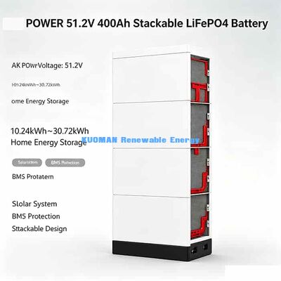51Une batterie LiFePO4 de 2 V empilable de 10,24 kWh à 30,72 kWh.
