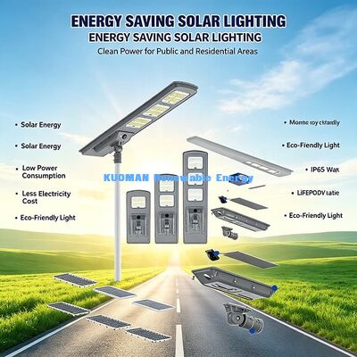 Lampadaire solaire 30W tout-en-un étanche CCT 3000K-6000K pour projets extérieurs