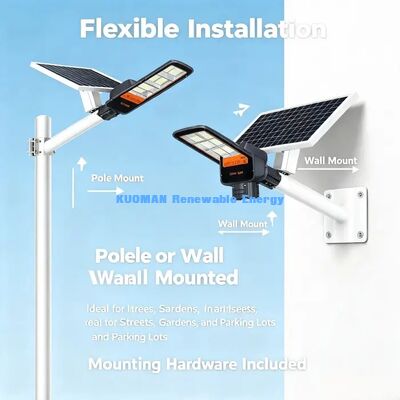 130lm/W Super Lumineux Éclairage Solaire de Rue Angle de Faisceau Large 70°\*150°