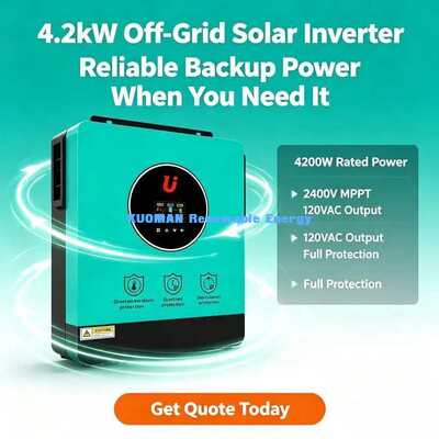 Onduleur hybride solaire MPPT 4200W, entrée PV 60-450VDC, courant de charge solaire 120A
