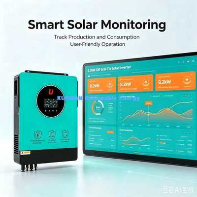 Onduleur solaire hybride 8,2 kW 48 V, système d'alimentation solaire domestique raccordé au réseau et hors réseau