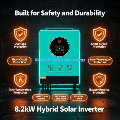 Efficacité élevée de 98% de courant continu à courant alternatif 8,2 kW Inverseur solaire hybride