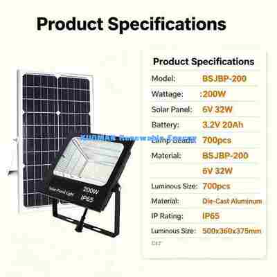 IP65 projecteur solaire LED étanche à l'eau avec batterie au lithium de grande capacité