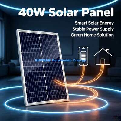 Kit de chargeur de batterie solaire monocristallin 40W 12V pour éclairage solaire de jardin/cour, alimentation hors réseau