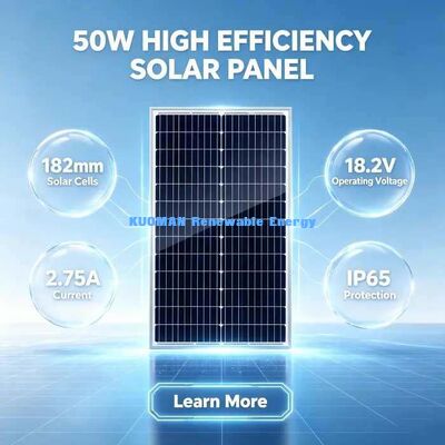 Panneau solaire monocristallin portable de 50 watts avec câble de longueur personnalisée et connecteur MC4