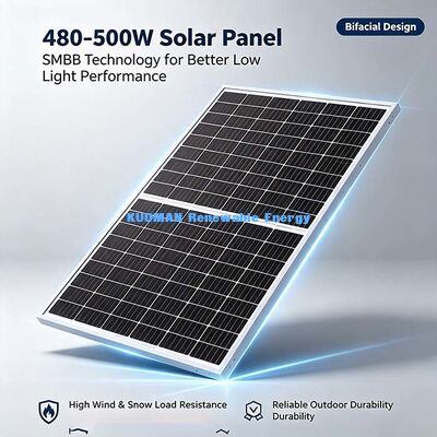 Vente en gros de panneaux solaires bifaciaux de type N 480W-500W, assurance qualité fiable