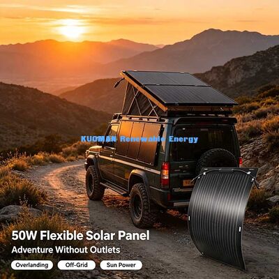 Panneau solaire flexible à rouleaux de 50 W, énergie solaire portable résistante aux intempéries pour les voyages en VR, les bateaux et les aventures en plein air