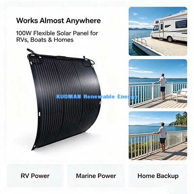 Panneau solaire monocristallin flexible de 105 W, panneau solaire marin résistant à la corrosion pour véhicule de plaisance