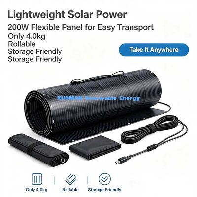 Panneau solaire flexible incurvé 200W, alimentation solaire hors réseau à haut rendement pour camping-car, yacht, balcon et cabanes