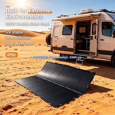 Panneau solaire flexible à surface courbée de 200 W, énergie solaire hors réseau fiable pour les camping-cars, les bateaux, les balcons et l'approvisionnement en urgence