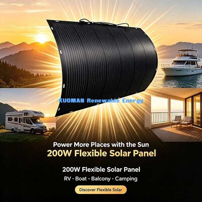 Panneau solaire flexible de 200 W avec connecteur MC4, module solaire mince étanche pour camping-car, yacht, installation solaire sur balcon