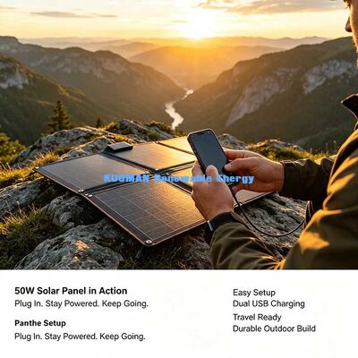 Chargeur solaire pliable 50W, alimentation solaire portable légère pour le backpacking