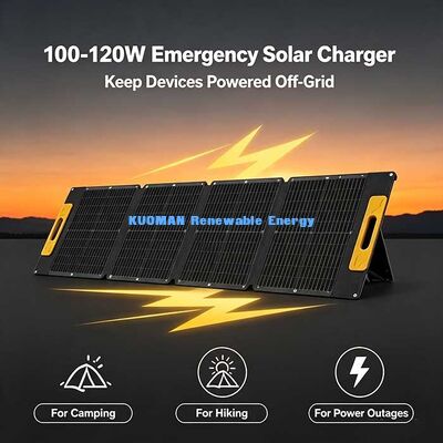 Panneau solaire pliable à haute efficacité de 100 à 120 W, chargeur solaire portable résistant aux éclaboussures pour les aventures hors réseau