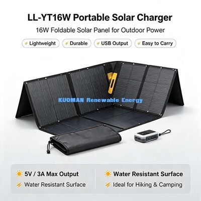 Chargeur de panneau solaire pliable 16 W, énergie solaire portable USB‑C pour la randonnée, le camping et la randonnée