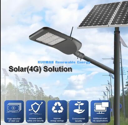 Lampadaire solaire intelligent | Contrôle sans fil, étanche, luminaire routier extérieur tout-en-un
