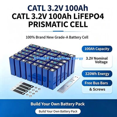 300Ah 3.2V LiFePO4 Prismatique Cellule de batterie, Grade‐A 6000 Cycle Phosphat de fer de lithium pour le stockage et le système d'alimentation solaire