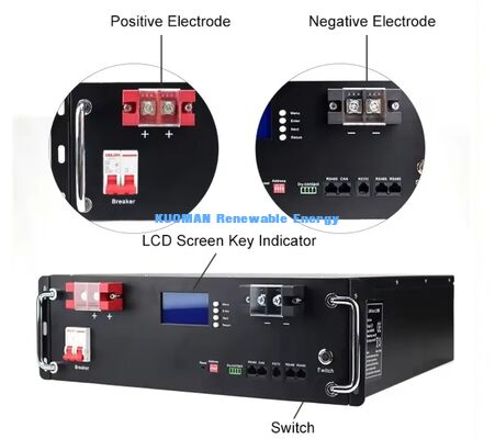 KM 48V 100Ah LiFePO4 Module de stockage de batterie Cycles profonds 8000 fois