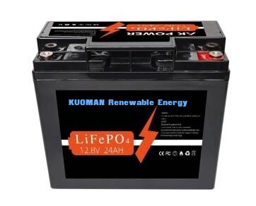 Batterie LiFePO4 12V 24Ah avec 307,2Wh d'énergie et boîtier en ABS pour applications à décharge profonde