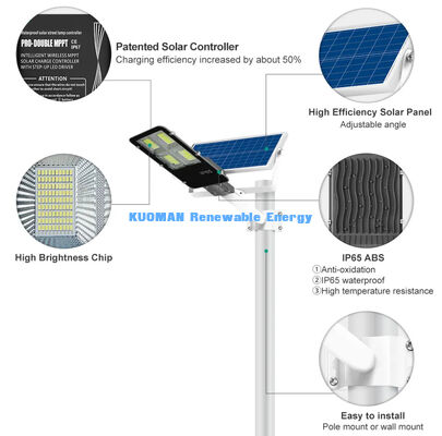 Éclairage de rue solaire de 200 W avec Pro MPPT et IP65 étanche pour l'éclairage extérieur de la route et du jardin