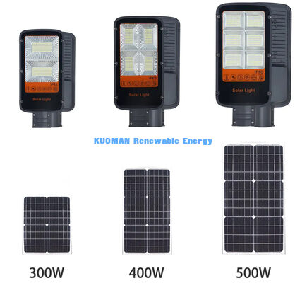 Éclairage public solaire LED haute luminosité 180LM/W avec panneau monocristallin et indice d'étanchéité IP65