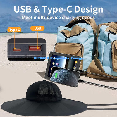 Chapeau Solaire Puissant Nouveau Pliable Portable Rechargeable Casquette Solaire Chargeur d'Énergie Camping