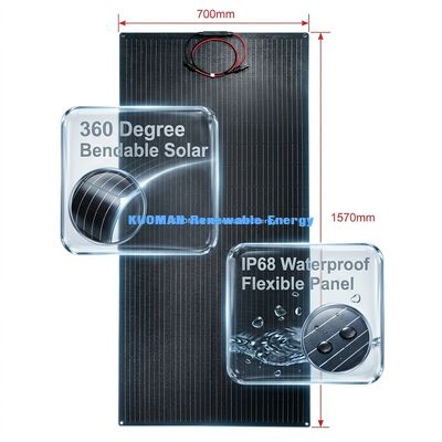 Panneau solaire 200W IP68 imperméable à l'eau 360° pliable et flexible pour l'énergie renouvelable