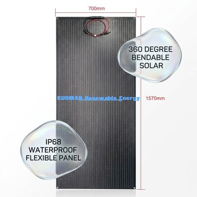 Panneau solaire flexible au silicium monocristallin de 200 W avec conception en fibre de carbone imperméable IP67