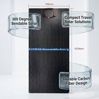 100W 210W IP68 Panneau solaire flexible imperméable à l'eau Panneau photovoltaïque à film mince pour les voyages et le logement