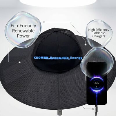 Chapeau solaire pliable avec 22% d'efficacité et 13W de puissance - Chapeau solaire rechargeable portable pour une utilisation en extérieur