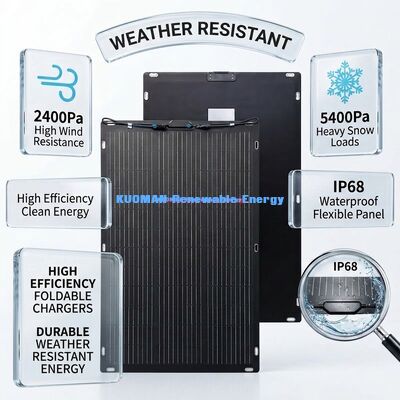Panneau solaire flexible pliable à 360 degrés de 200 W IP67 pour véhicule de tourisme et voyage à domicile