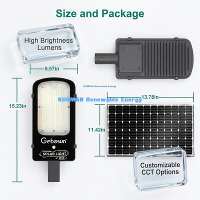 Éclairage public solaire étanche IP65 300W avec mode de détection de mouvement et panneau solaire pour routes urbaines