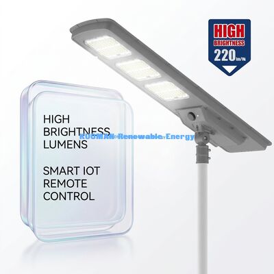 Tout-en-un lampadaire solaire LED 220lm/W IP65 étanche avec 2-3 jours de secours pluvieux pour l'éclairage de route et de jardin