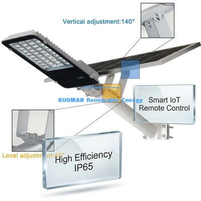 IP65 étanche à l'eau éclairage de rue solaire LED 100-500W personnalisable avec 2700-6000K CCT pour jardin et éclairage routier