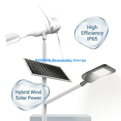 Lampadaire LED Hybride Solaire Éolien IP65 Étanche avec 12h*365j d'Autonomie et Options de Puissance 100W 150W 200W