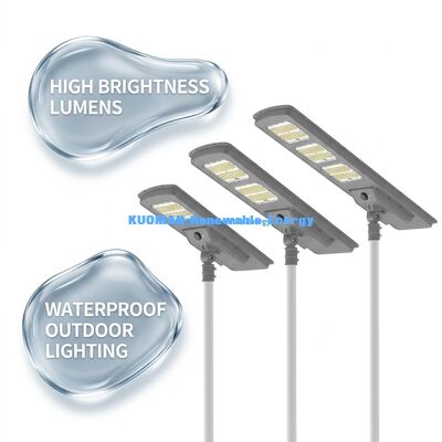 Tout-en-un lampadaire solaire LED 220lm/W IP65 étanche avec 2-3 jours de secours pluvieux pour l'éclairage de route et de jardin