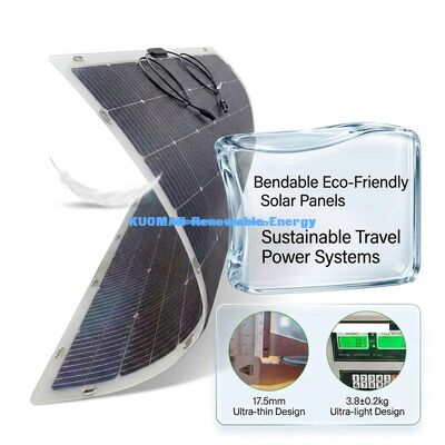 Panneau solaire bifacial flexible et courbable à 360°, étanche IP67, 200W, pour camping-car, maison et voyage