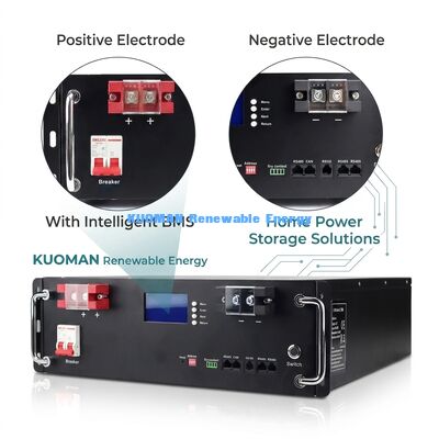 Module de rack de batterie LiFePO4 KM 48V 100Ah avec 8000 cycles profonds, tension nominale de 51,2V et capacité de 100Ah