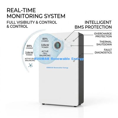 Batterie LiFePO4 48V 200Ah pour stockage d'énergie domestique avec 10 000 cycles et surveillance en temps réel