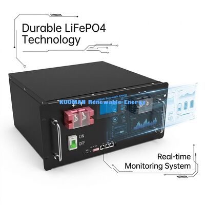 Batterie de stockage domestique KM 48V 200Ah LiFePO4 avec une capacité de 10,24 kWh et plus de 8000 cycles pour le stockage d'énergie résidentiel