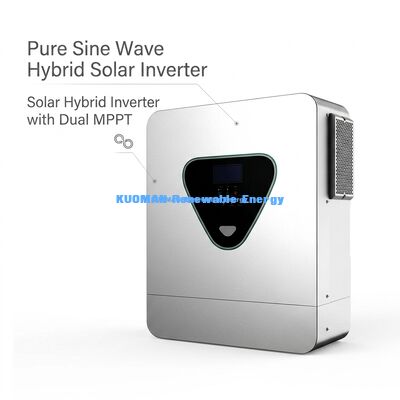 Invertisseur solaire hybride à onde sinusoïdale pure de 11 KVA avec double MPPT et support de batterie au lithium