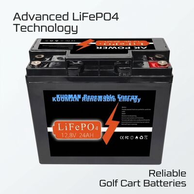 Batterie LiFePO4 12V 24Ah avec 307,2Wh d'énergie et boîtier en ABS pour applications à décharge profonde