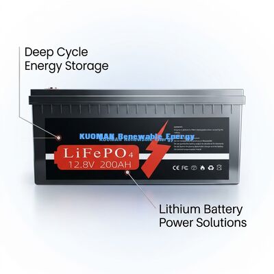 12V 200Ah LiFePO4 batterie à cycle profond avec 8000 cycles et garantie de 10 ans pour le stockage d'énergie