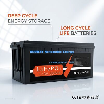 12V 200Ah LiFePO4 batterie à cycle profond avec 8000 cycles et garantie de 10 ans pour le stockage d'énergie
