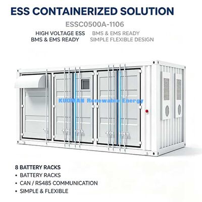 500kW 1.106MWh IP54 Système de stockage d'énergie de conteneur