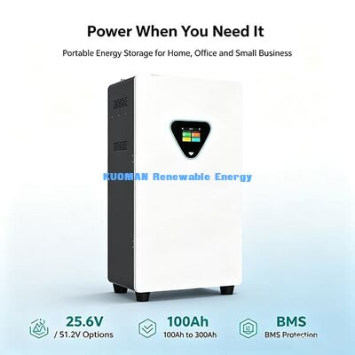Batterie LiFePO4 rechargeable 25,6V 100Ah avec 6000 cycles pour stockage d'énergie solaire, armoire avec contrôle à distance via application