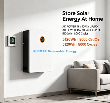 48V 100Ah Slim Wall Power Wall Battery For Residential Solar Off-Grid Backup Power