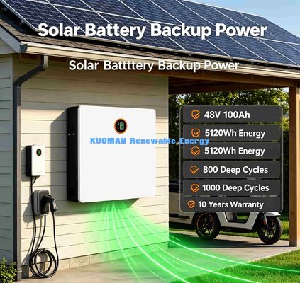 5120Wh de stockage d'énergie à domicile batterie murale montée 48V 100Ah cycle profond 8000 fois durée de vie